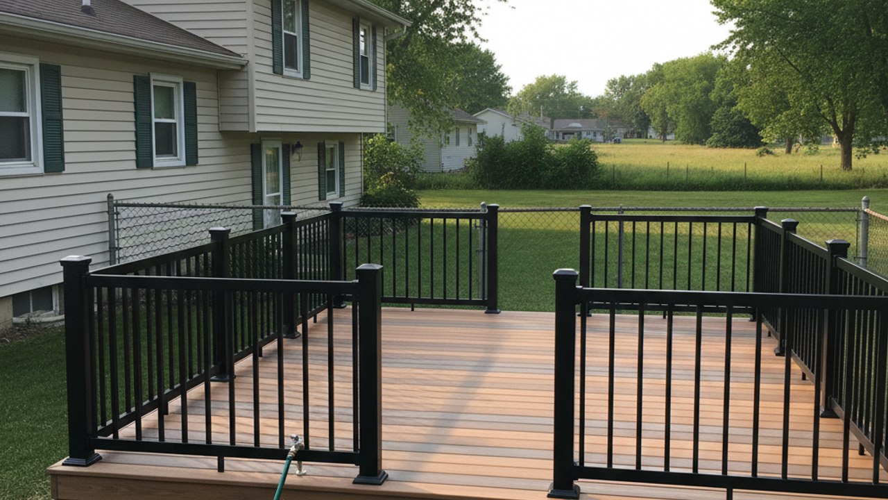 Custom Deck Design completed by Sunrise Deck Co in West Allis, WI